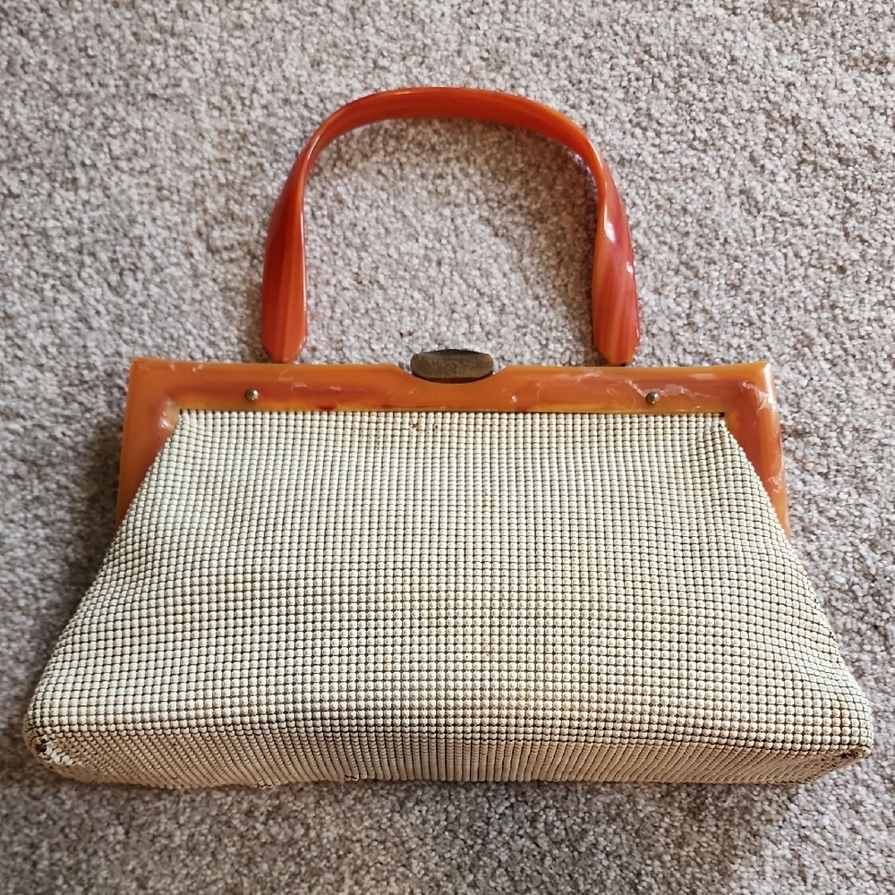 Vintage Mesh Whiting & Davis Co Bakelite Clutch Bag Purse